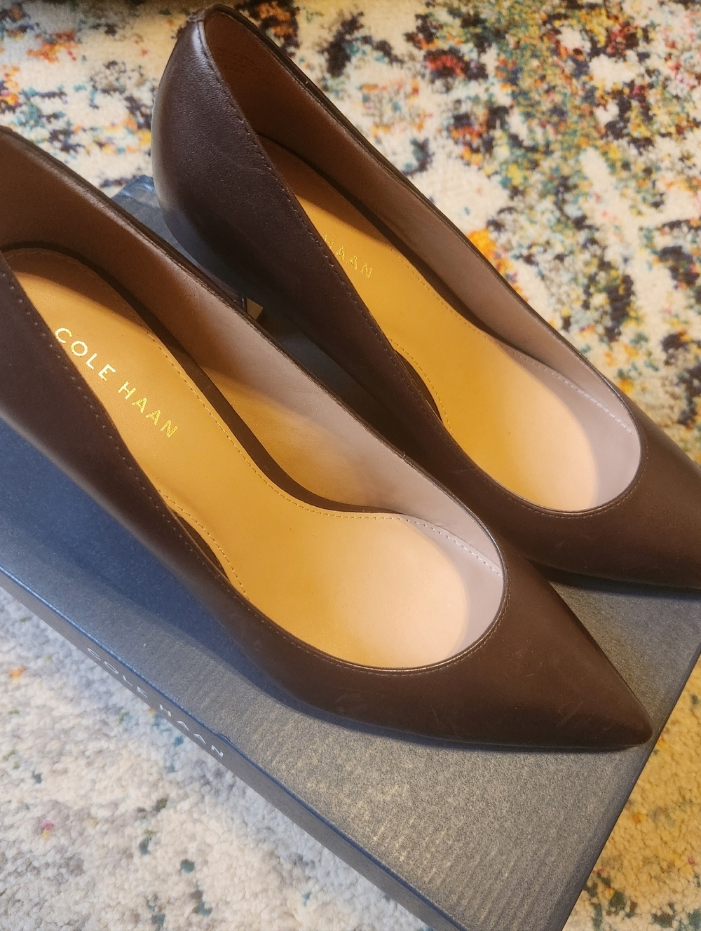 Cole Haan Brown Pointed-Toe Leather Pumps